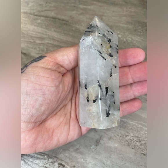 Tourmaline in Clear Quartz Crystal Tower - Picture 3 of 3